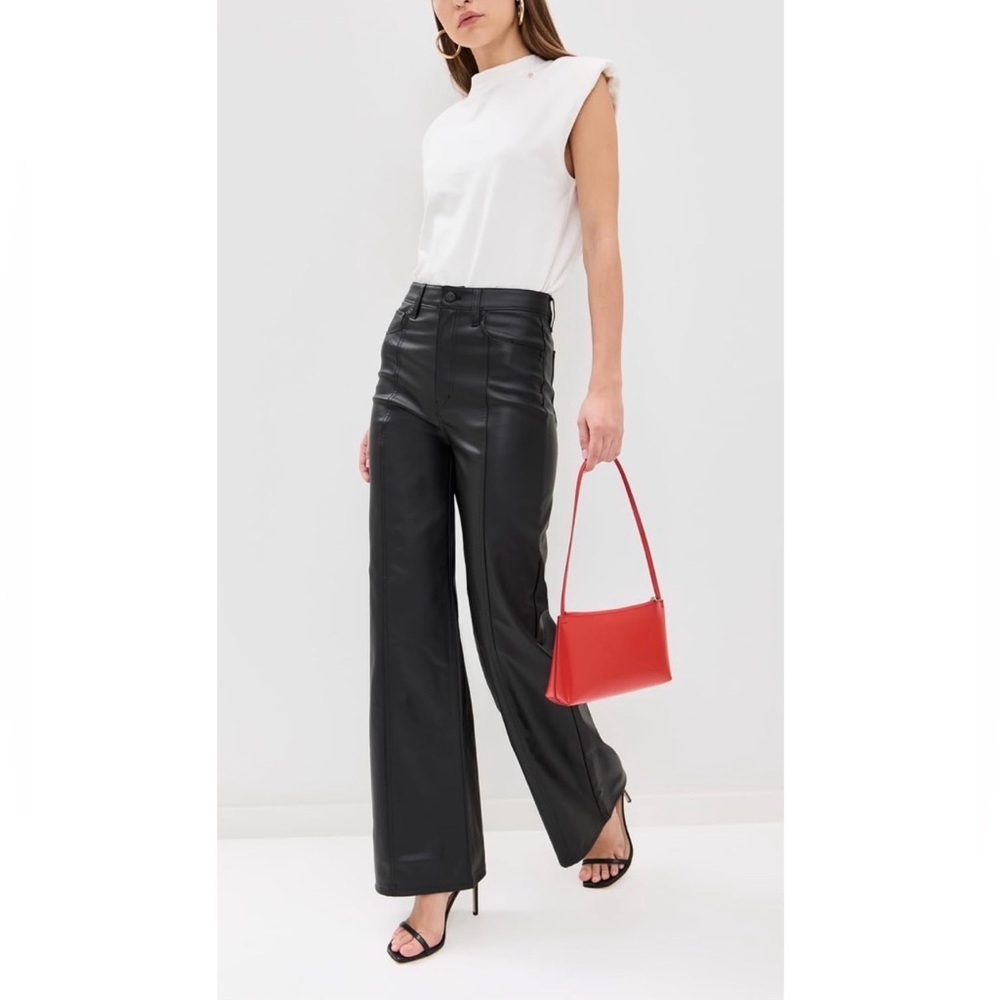 DAZE Women's Far Out Faux‎ Leather Pants with Seaming in Black.